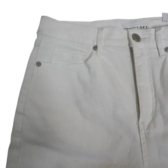 LOFT Womens 29/8 Fresh Cut High Rise Denim Bike Shorts in White NEW - Picture 4 of 12